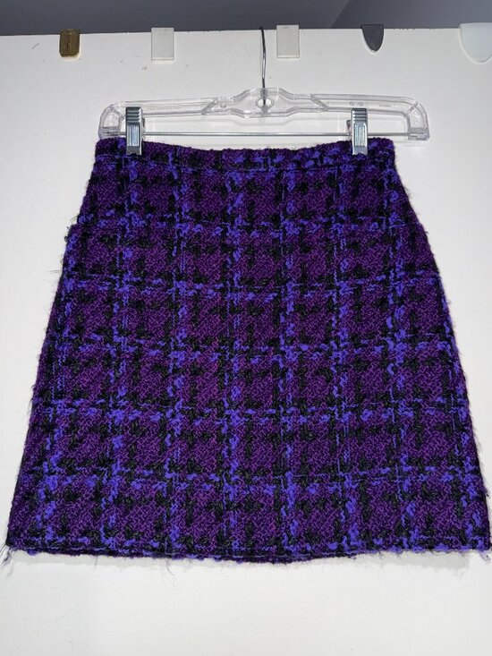 CHANEL Dresses & Skirts - CHANEL PURPLE PLAID SKIRT- SIZE 26